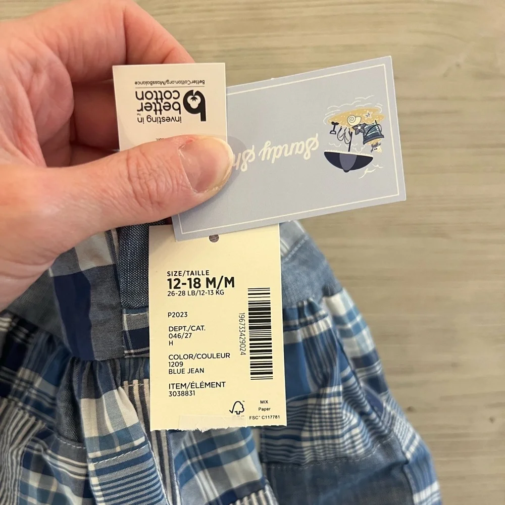 Blue madras print, sleeveless toddler girls dress from Gymboree - Picture 11 of 12